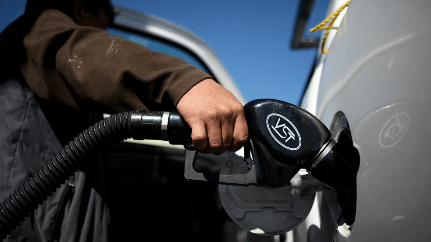A hand is shown pumping gas in this undated image.