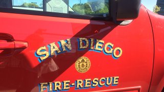Close-up image of San Diego Fire and Rescue truck from and unknown date and time.